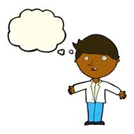 cartoon man in casual jacket with thought bubble N6