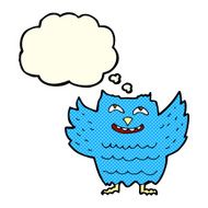 cartoon happy owl with thought bubble N6