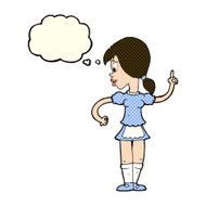 cartoon waitress calling order with thought bubble N6