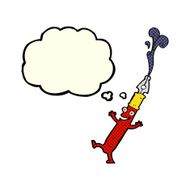 cartoon pen character with thought bubble N6
