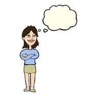 cartoon proud woman with thought bubble N17