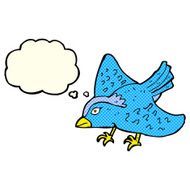 cartoon garden bird with thought bubble N21