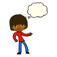 cartoon woman pointing with thought bubble N121