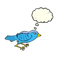 cartoon garden bird with thought bubble N22
