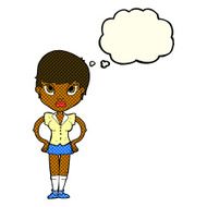 cartoon annoyed girl with thought bubble N12
