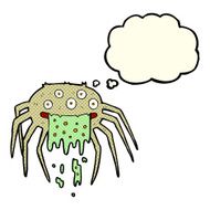 cartoon gross halloween spider with thought bubble N10