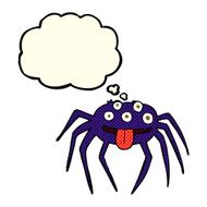 cartoon gross halloween spider with thought bubble N11
