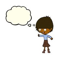 cartoon woman stressing out with thought bubble N11