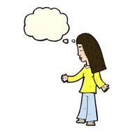 cartoon woman with open arms thought bubble N57