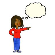 cartoon woman pointing with thought bubble N122