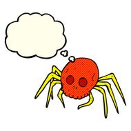 cartoon spooky halloween skull spider with thought bubble N6