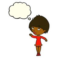 cartoon woman waving with thought bubble N194