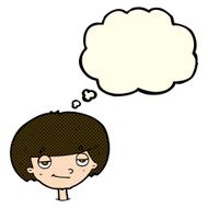 cartoon smug looking boy with thought bubble N5