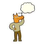 cartoon fox man with idea thought bubble N3