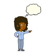 cartoon woman pointing with thought bubble N123