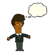 cartoon bored man with thought bubble N21