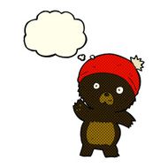 cute cartoon black bear with thought bubble N38