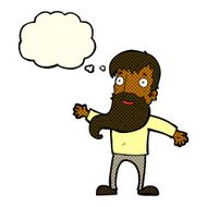 cartoon man with beard waving thought bubble N5