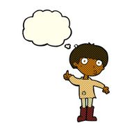 cartoon boy asking question with thought bubble N9