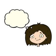 cartoon happy female face with thought bubble N104