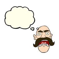 cartoon angry old man with thought bubble N78