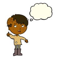 cartoon boy with growth on head thought bubble N20