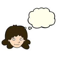 cartoon happy female face with thought bubble N105