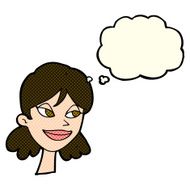 cartoon happy female face with thought bubble N106