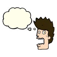 cartoon terrified man with thought bubble N129