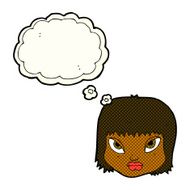 cartoon annoyed face with thought bubble N6