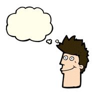 cartoon happy man with thought bubble N263