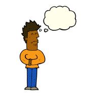 cartoon nervous man with thought bubble N78