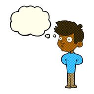 cartoon boy staring with thought bubble N10