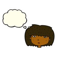 cartoon female face with thought bubble N79