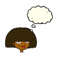 cartoon mean female face with thought bubble N6