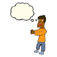 cartoon terrified man with thought bubble N131