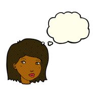 cartoon female face with thought bubble N81