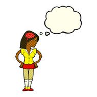 cartoon intelligent woman with thought bubble N11
