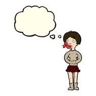 cartoon woman with snake tongue thought bubble N9