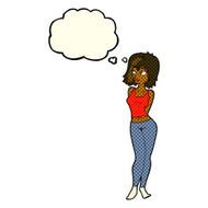 cartoon attractive girl with thought bubble N10