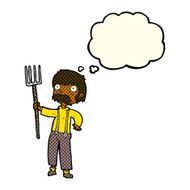 cartoon farmer with pitchfork thought bubble N4