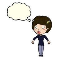 cartoon shocked woman with thought bubble N54