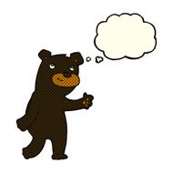 cute cartoon black bear with thought bubble N39