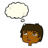 cartoon unhappy face with thought bubble N11