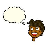 cartoon happy face with thought bubble N32