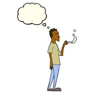 cartoon annoyed smoker with thought bubble N4