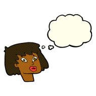 cartoon pretty female face with thought bubble N56