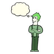 cartoon vampire with thought bubble N72