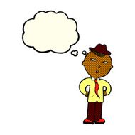 cartoon man wearing hat with thought bubble N6