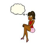 cartoon pretty woman with thought bubble N155